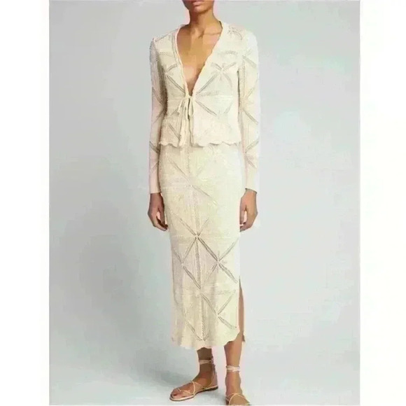 Rebecca Taylor crochet top and skirt set in pink cotton - Picture 11 of 12